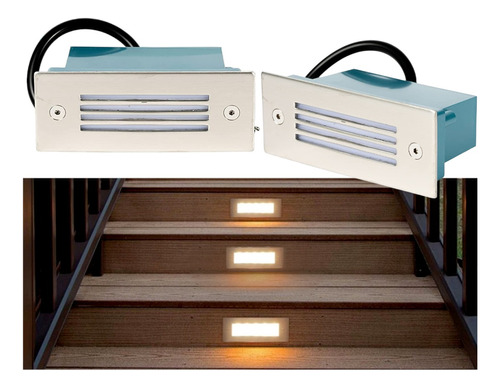 2 Luces Led Empotrable Acero Inoxidable Piso Pared Escalera