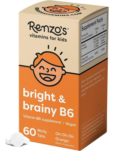 Vitamina B6 Piridoxina Para Niños Sabor Naranja 60 Tab Usa