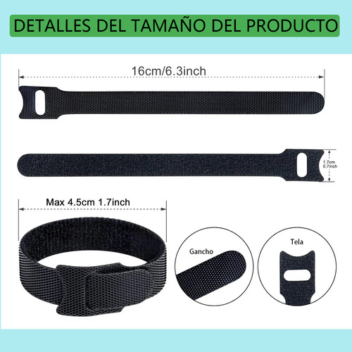 200 Pzs Cincho Suja Cables, Brida Con Velcro Reutlizable