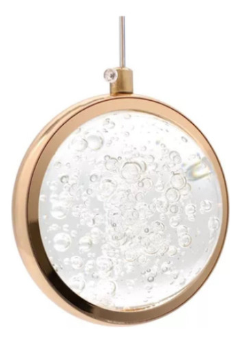 2 Pendentes Cristal Bolhas Led 3 Cores Gold Saturno Esfera