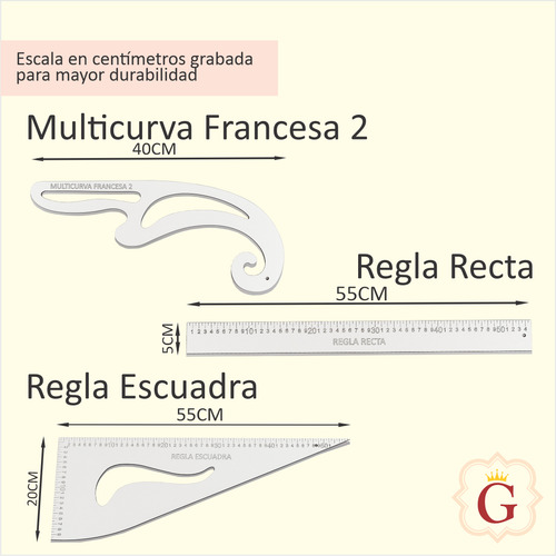 Juego 9 Reglas Para Aprendizaje De Modista Y Costura Blanco
