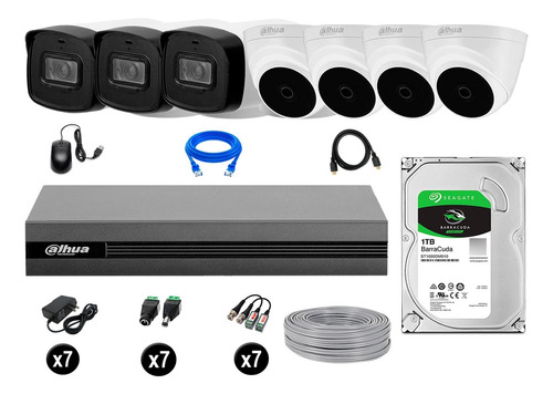 Cámaras Seguridad Kit 7 1080p + Disco 1tb 40m Largo Alcance