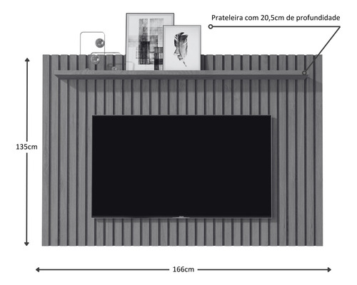 Painel Suspenso Ripado Para Sala Quarto Tv 60 Polegadas