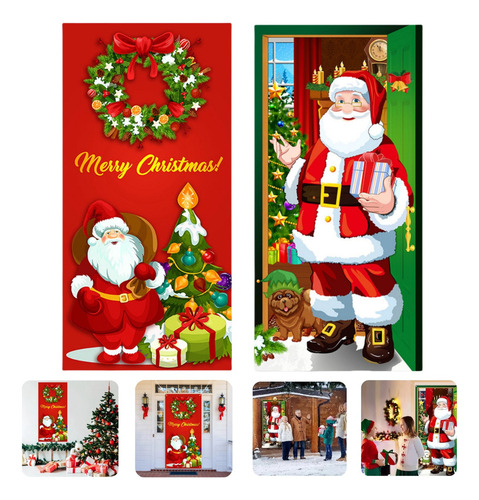 2 Cortinas Navideñas Para Puerta, Decoración Del Hogar