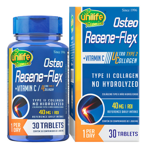 Osteo Regene-flex 30 Tabs Unilife - Colágeno Tipo 2 Osteo Bi