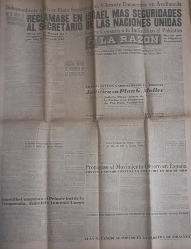 Diario La Razón Del 15 De Abril De 1956 Fangio Gp Siracusa