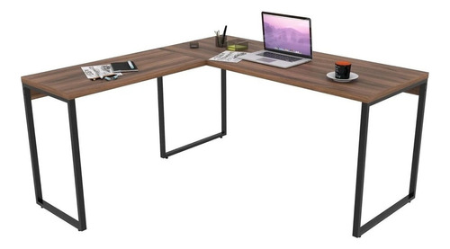 Mesa De Escritório Em L Estilo Industrial 1,50x1,50m Kuadra