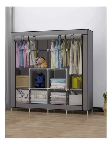 Closet Ropero Armable Practiksa Rack Guardaropa Color Gris Gris Jumbo