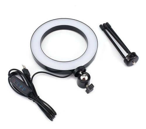 Ring Light Iluminador Selfie Makeup + Tripé De Mesa Luz Led
