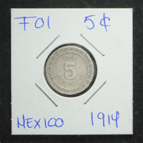 Moneda México 5 Centavos 1914 F01