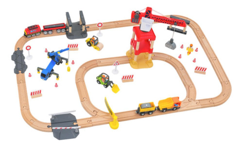 Juego De Vías De Tren De Madera Con Puente Para Niños Y