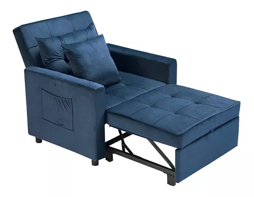 XSPRACER Silla convertible cama 3 en 1, reclinable ajustable, sillón, sofá,  cama, franela, azul oscuro, individual