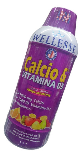 Calcio & Vitamina D3 Por 1000 Ml Welless - mL a $80