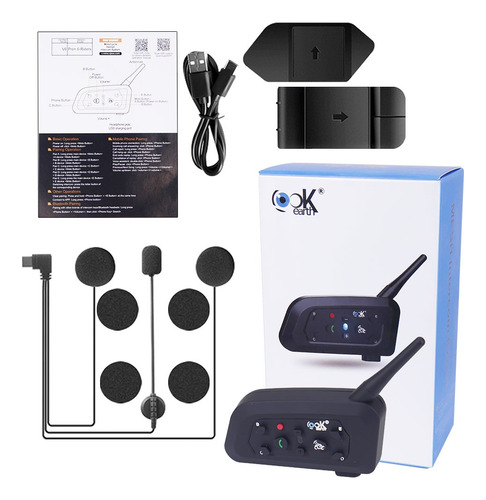 Intercomunicador Bluetooth Casco Moto V6 Pro 1200 Mts 850mah
