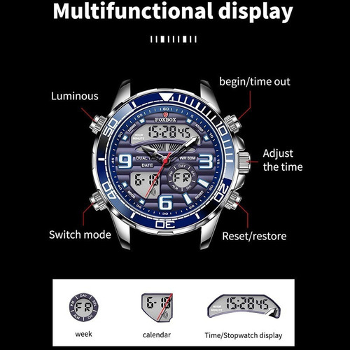 Reloj De Negocios Luminoso Con Cronógrafo Foxbox Fb0007