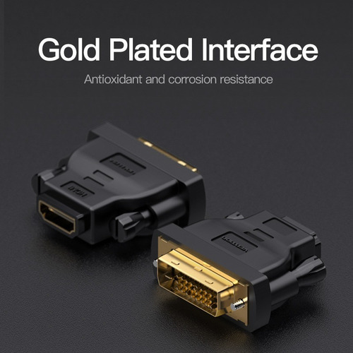 Imagen 5 de 10 de Adaptador Premium Dvi (24+1) Macho A Hdmi Hembra - Vention