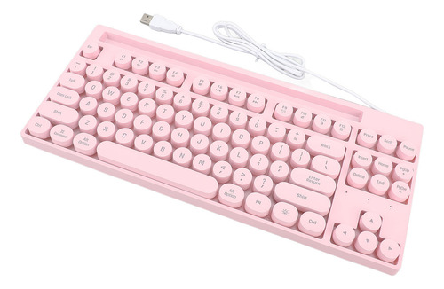 Teclado Con Cable, 87 Teclas Para Juegos, Abs, Punk, Redonda