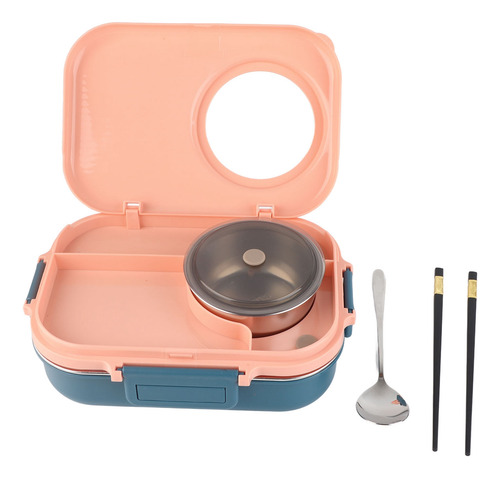 Almoço Térmico Portátil Rosa De 1100 Ml, Camada Dupla, 3 Gra