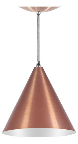 Pendente Luminária Cone P 18cm Diâmetro X 16cm Al. Cor Cobre x Branco