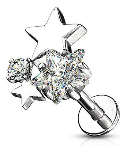 Aros - Covet Jewelry Cluster Cz Star Top Con Rosca Interna 3