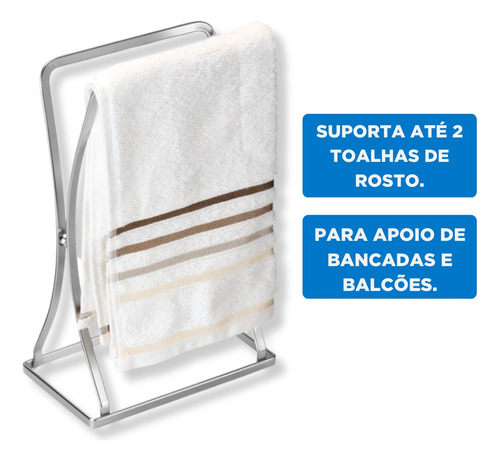 Porta Toalha Rosto Mão Bancada Lavabo Banheiro Cromado Fosco