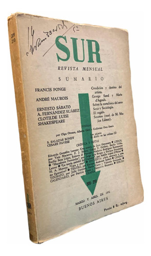 Revista Sur N° 209 - 210 1952 Maurois, Sábato Ponge