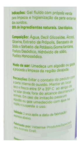 Limpa Ouvido Natural Propovets Própolis Verde Cães E Gatos