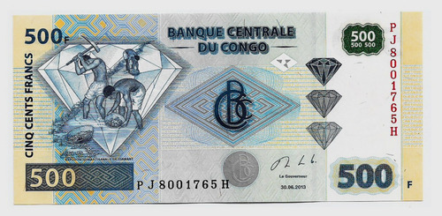 Fk Billete Congo 500 Francos 2013 P-96d Sin Circular 