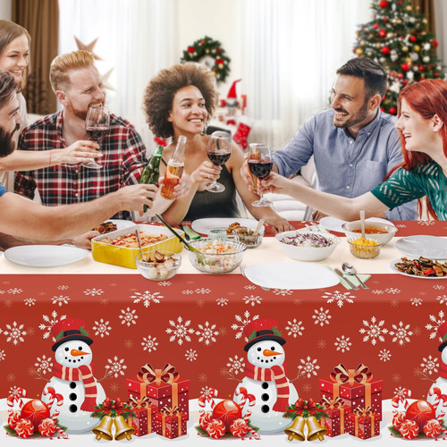 Mantel De Navidad, Mantel De Plástico Desechable De 3 Paquet