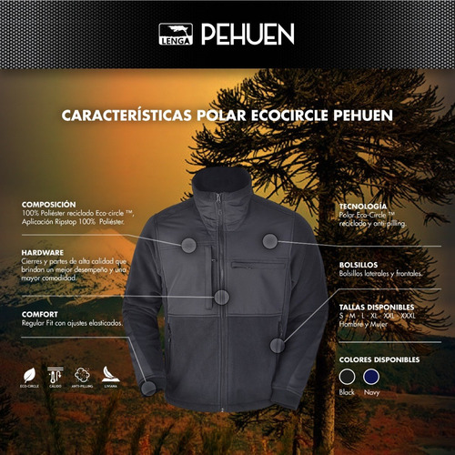 Imagen 6 de 10 de Chaqueta Polar Tela Eco-circle Sustentable Hombre Lenga