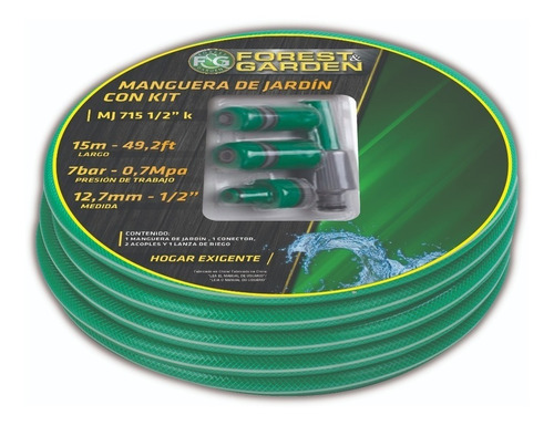 Kit Manguera Jardín 15 Mts. + Accesorios Mj7151/2k