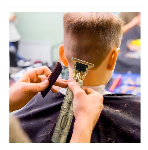 Máquina de cortar cabelo profissional T-Blade ajustável dourada