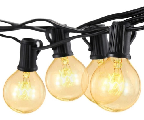 Imagen 1 de 10 de Serie Luces Vintage 25 Focos Decoración Exteriores 7.5m