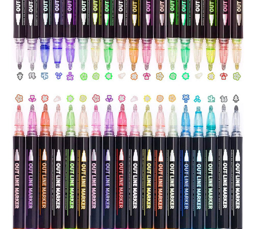 Lapices Marcadores Mágicos Metálicos Con Contorno 36 Colores