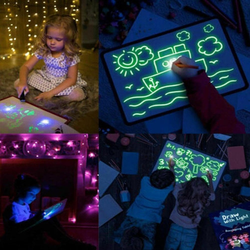 . Bloco De Desenho Mágico Com Luz Led Prancheta De Led Para