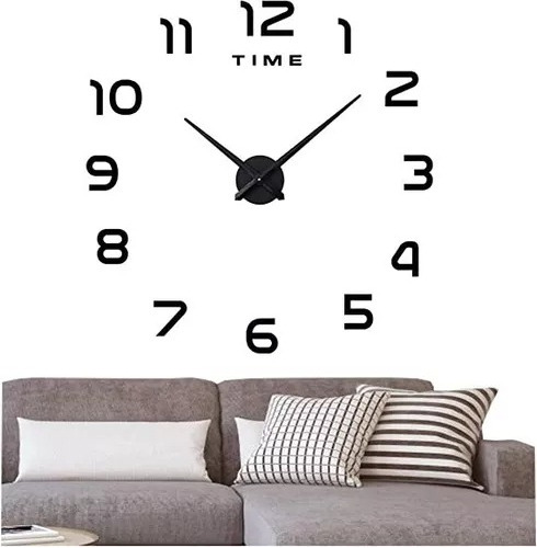 Reloj De Pared 3d Grande Números Negros Reloj Mural Grande