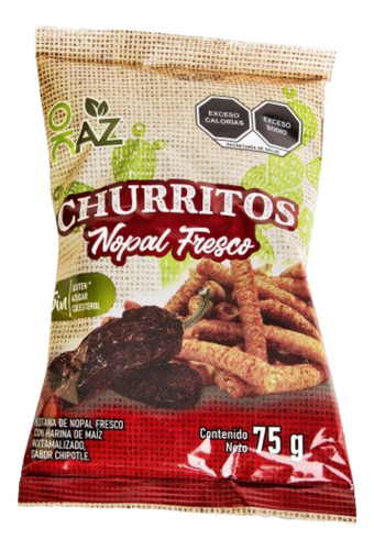 Botana Churritos De Nopal Y Maíz 11 Pack Sabor Chipotle