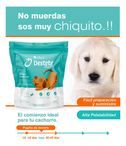Alimento Papilla Destete Prot30 Canina Cachorros Perro 1,5kg