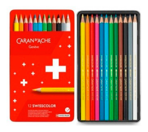 Caran D Ache 08902507712 Lapices Swisscolor Lata Por 12 Colo