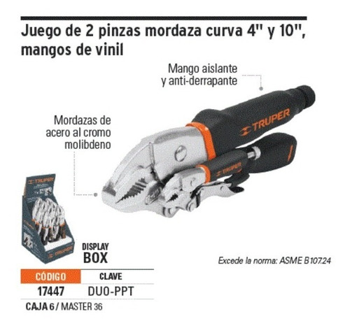 Imagen 3 de 3 de 2 Llaves Caiman De Presion 10 Y 4 Truper Profesional