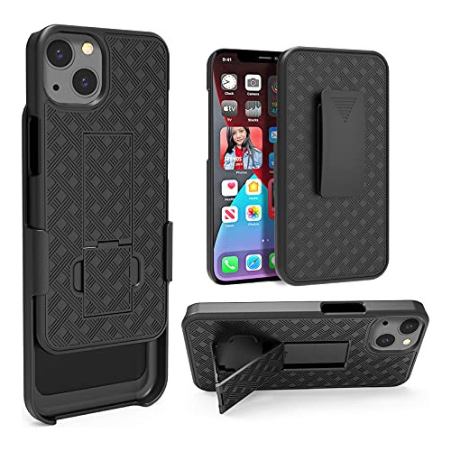 Funda Para iPhone 13 Negro Combo & Holster Slim Case-02