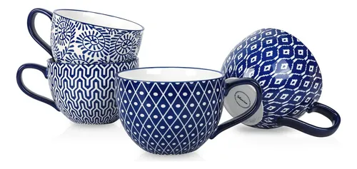 comprar Selamica Juego De 4 Tazas De Café, 24 Onzas, Tazas De Sopa G