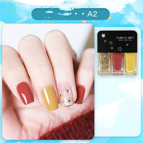 Set De Esmaltes De Uñas Tricolores Con Lentejuelas