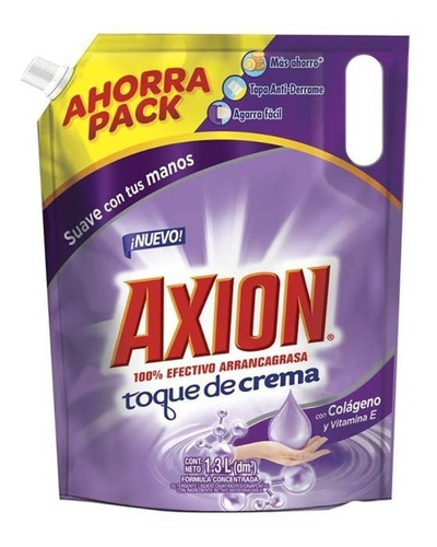 Axion Toque De Crema Colágeno 1.3 L Detergente Líquido Lavar
