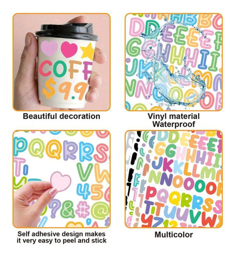Sticker Calcomanias Letras Numeros Colores Vinilo Pegatinas