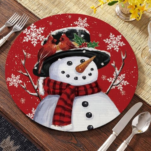 Set De 4 Manteles Individuales Redondos De Navidad De Vinilo