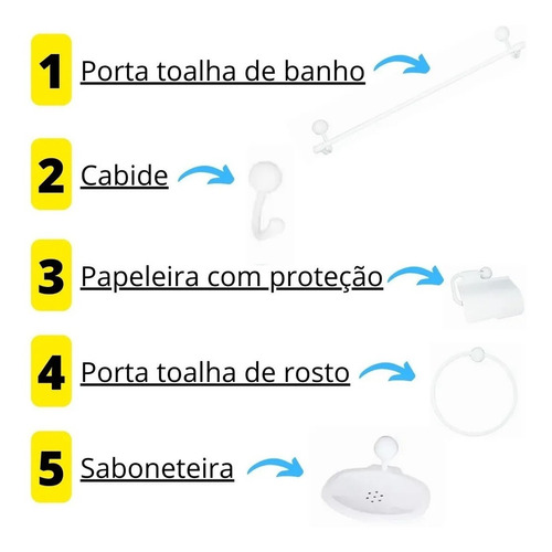 Imagem 3 de 3 de Kit De Acessórios Para Banheiro - 5 Peças