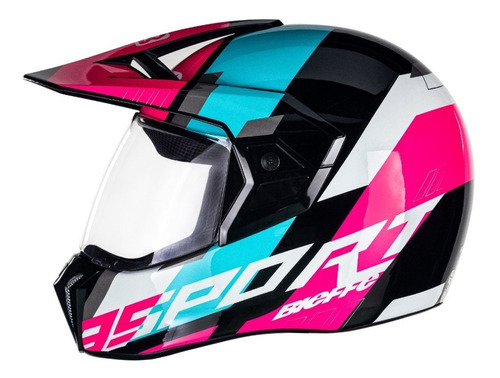 Capacete Bieffe 3 Sport Adventure Cor Preto/Rosa Tamanho do capacete 60