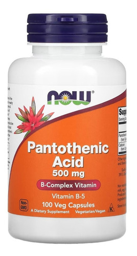 Ácido pantoténico Ácido pantoténico 500 mg 100 Vcaps Now Foods