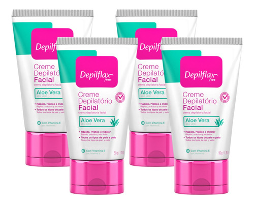 4un Creme Depilatorio Facial 50g Com Aloe Vera Depilflax